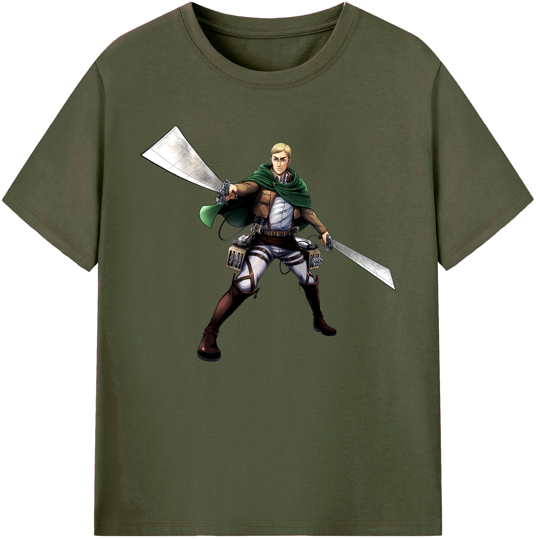 （画像用） 進撃の巨人 エルヴィン・スミス Attack on Titan Erwin Smith 綿100％ メンズ半袖Tシャツ｜肌触りやわらか＆通気性
